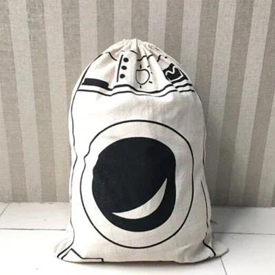 Großer Baumwoll-Leinen-Wäschebeutel, Spielzeugsack Aufbewahrungstasche, Bedruckter Stoff, Kordelzug Sporttasche, Schmutzige Kleidung Organizer Taschen