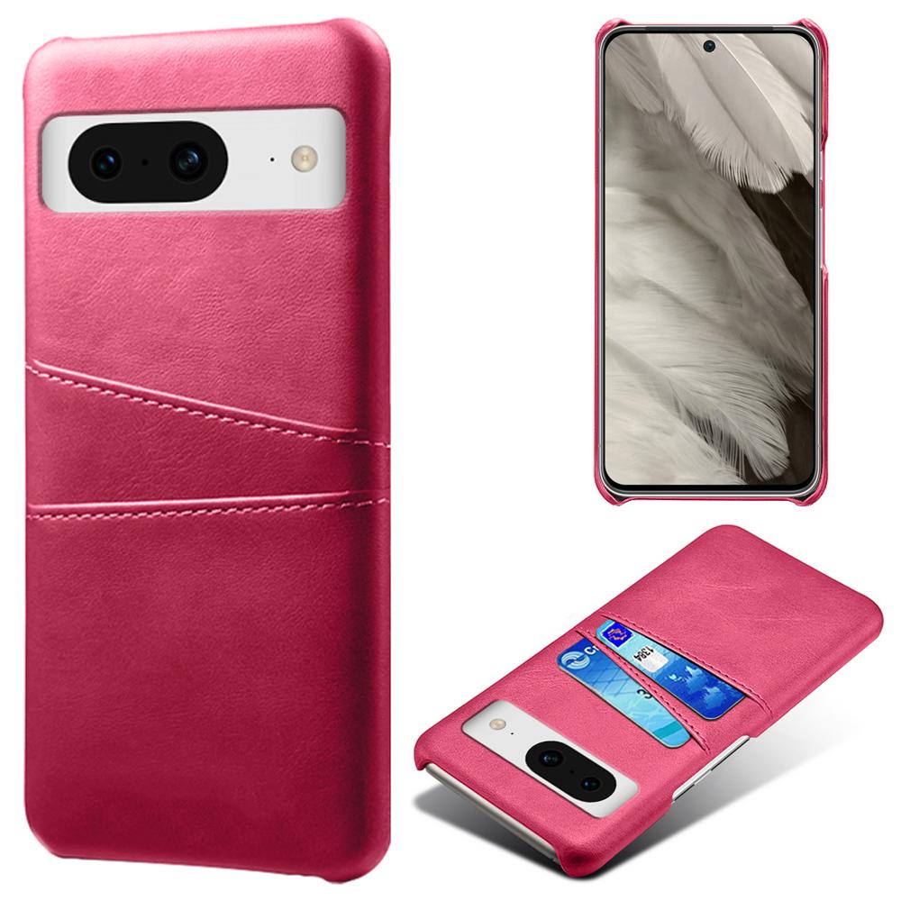 For Google Pixel 8 Case Leather Coated PC Ultra-Thin Shell with 2 Card Holders