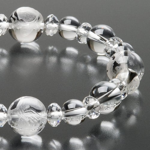 Buddhist Altar Shop Takita Shoten's Special Selection Four Gods Bracelet with Genuine Crystal 10mm, 8mm, and Star-Shaped Crystals, Inner Circumference