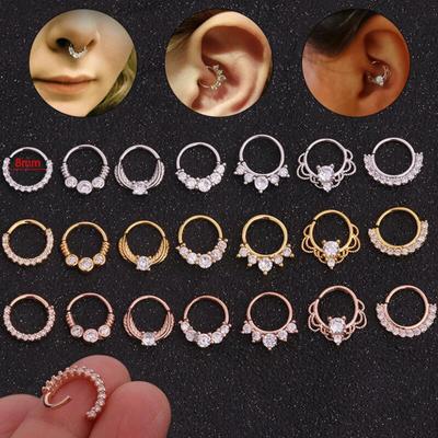 8mm Edelstahl Nasenring, Creole für Septum Helix Knorpel Ohr Piercing Schmuck