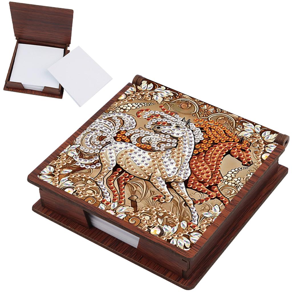 Wooden DIY Diamond Painting Kit Note Box with 160 Papers Diamond Painting Note Box for Home Office and School Supplies