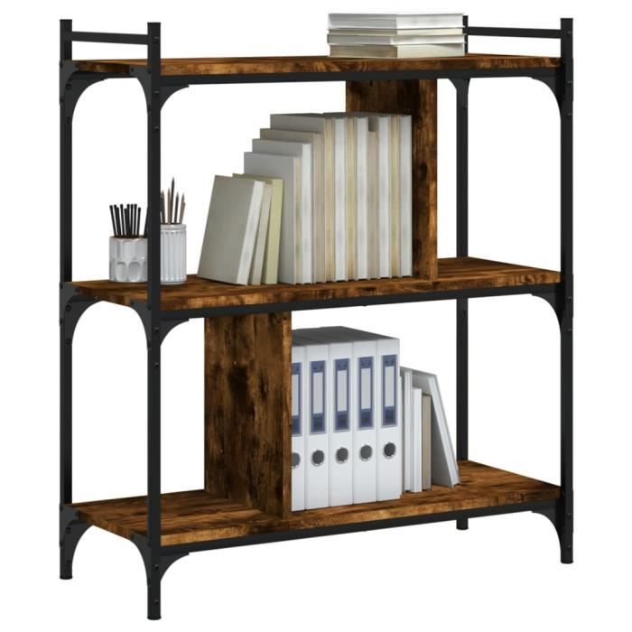 VidaXL 3-Tier Bookcase Smoked Oak 76x32x88 Cm Engineered Wood 833932
