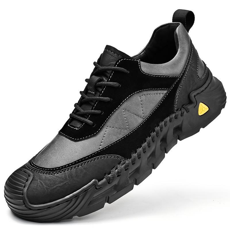 

Hot-selling foreign trade spring and summer new products hand-stitched casual men s shoes fashionable thick-soled versatile breathable sports shoes 46 чорний