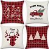New Christmas Throw Pillow Cushion Home Decoration Short Plush Linen Printed Throw Pillow Cover