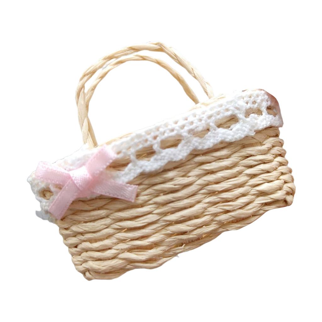 Miniature Dollhouse Woven Basket 1/12 Scale for Dollhouse Playset Wickerwork Handcrafted Wicker Punnet