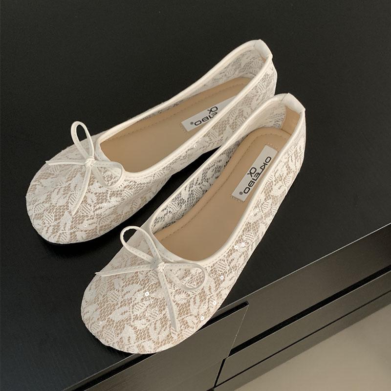 

Fashion Luxury Butterfly-Knot Women Ballet Flats Dance Shoes Female Slip On Footwear Fashion Mesh Breathable Ladies Flats With Shoes 35 бежевый