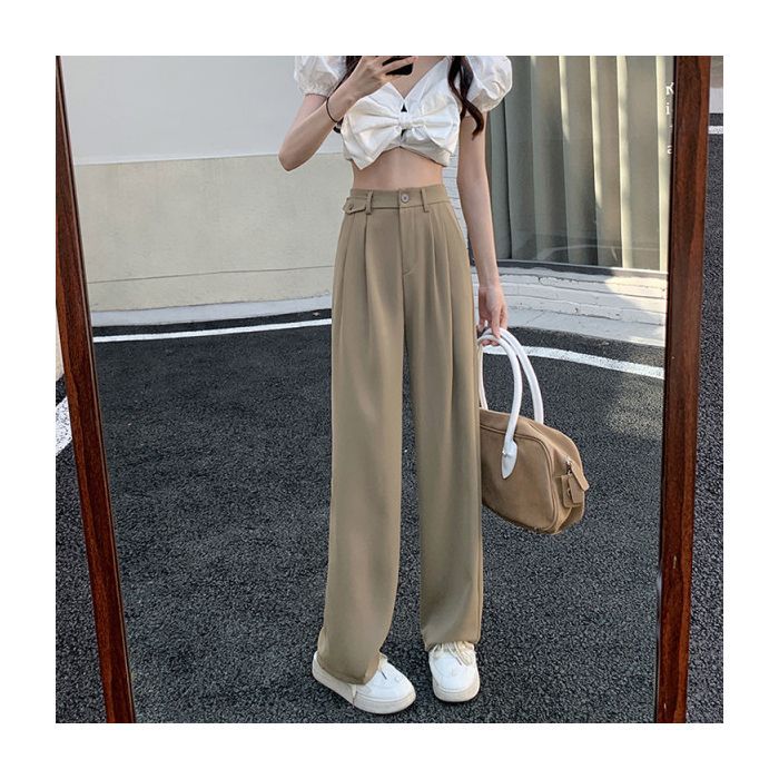 

Свободные брюки-костюм с широкими штанинами на лето, новые корейские, с высокой талией, стройнящие, черные, универсальные, до пола, повседневные 2XL