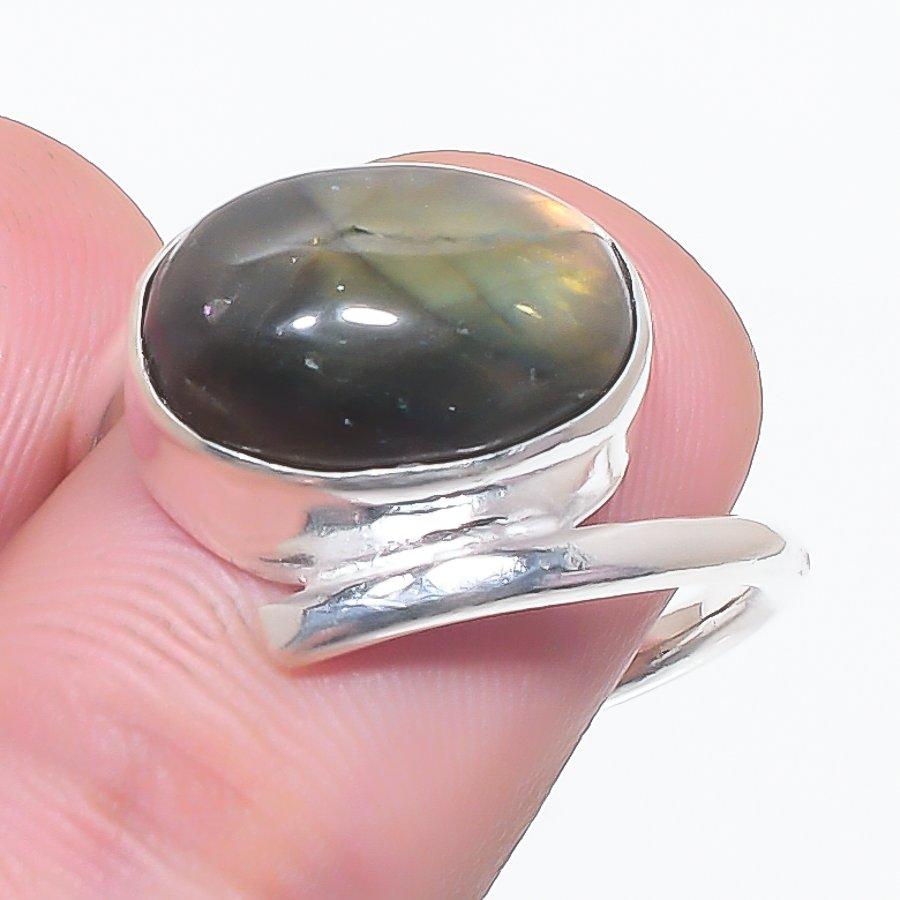 Labradorite Gemstone 925 Sterling Silver Jewelry Ring Size 7