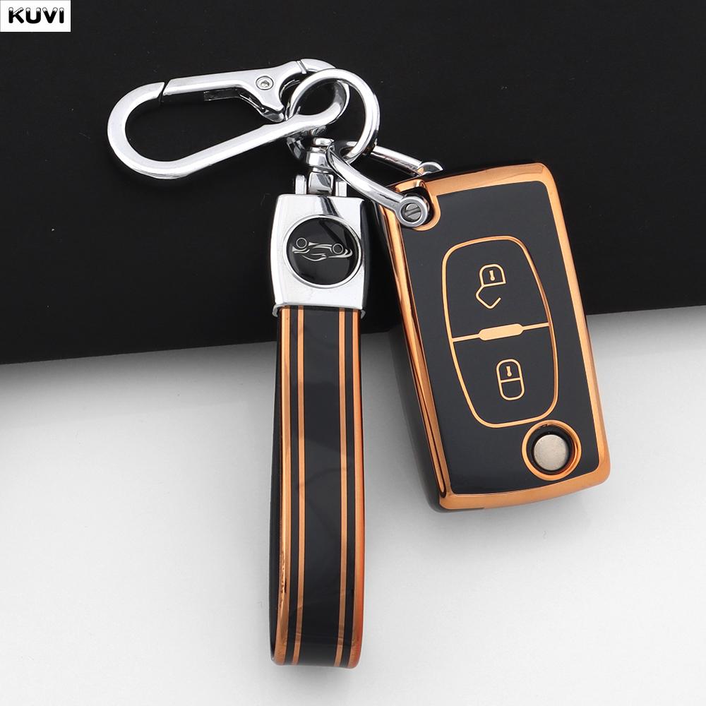 Fashion TPU Car Key Case Cover Keychain Fob Shell For Citroen C2 C3 C4 C5 C6 Xsara Berlingo For Peugeot 207 307 308 407 607 807