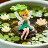 Miniature di Fate Ragazze Fatate Ornamenti con Foglia di Loto per Fioriera Giardino Fatato Paesaggi Muschiosi Scrivania di Casa Scaffale Decorazione per Auto