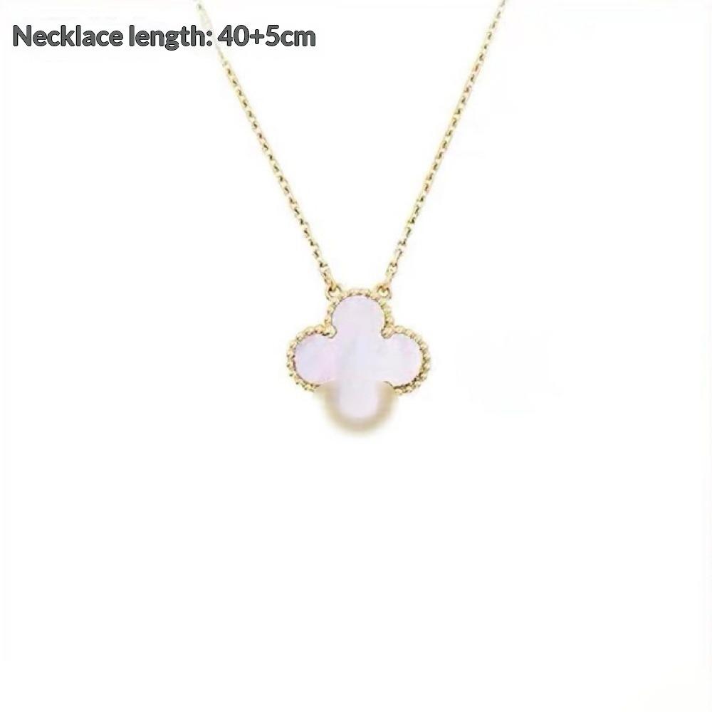 Four-leaf Clover Necklace for Women Natural White Mother-of-pearl Carnelian Sweater Chain