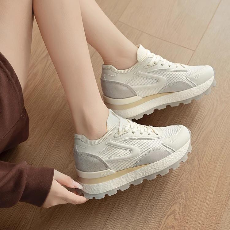 Thick-soled Inner Height-increasing Mesh Shoes Women's Breathable Mesh Forrest Gump Shoes 2025 New Popular Sports and Leisure Height-increasing Da