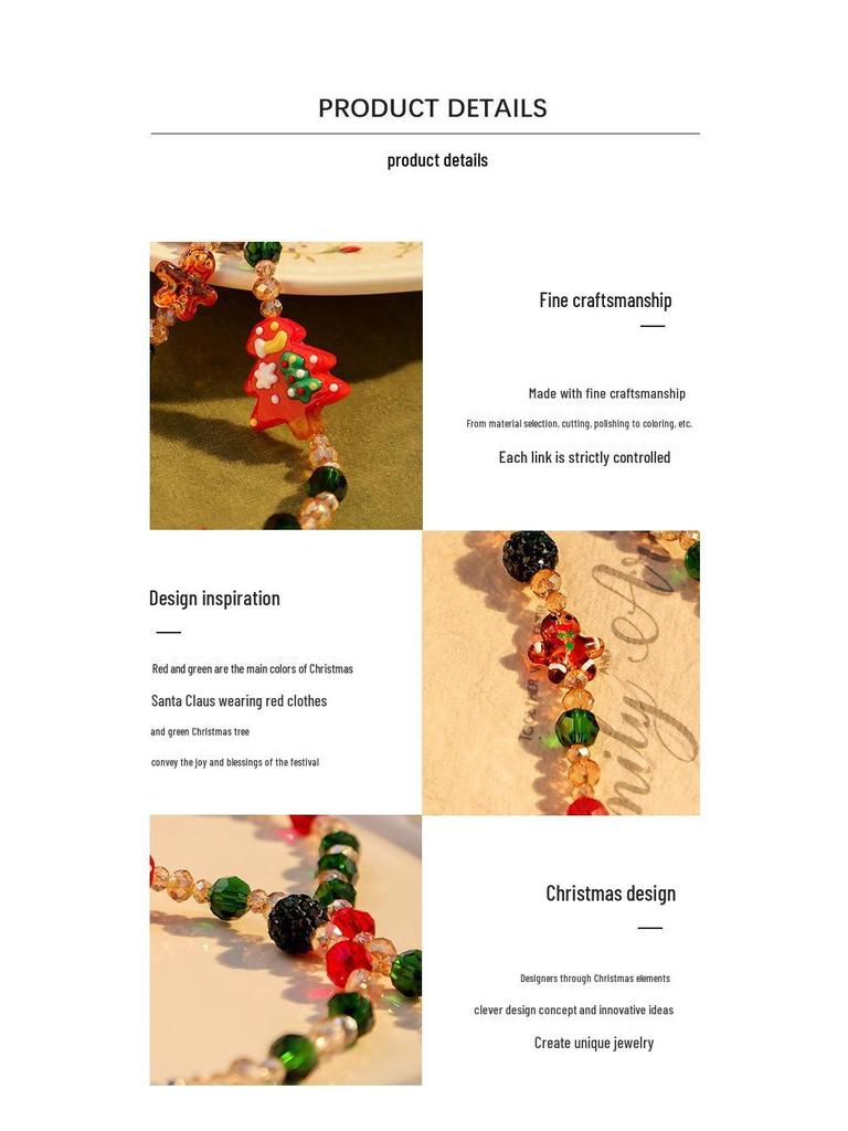 Women's Christmas Murano Glass Beaded Necklace: Fresh, Sweet Holiday Style Pendant – Exquisite Gift