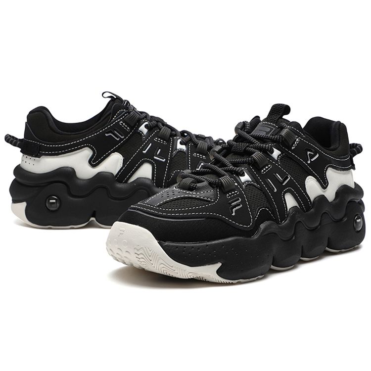 Fila Panini Fashion Versatile Low-Top Retro Basketball Shoes Women Sneaker Black White F12W211121FBJ