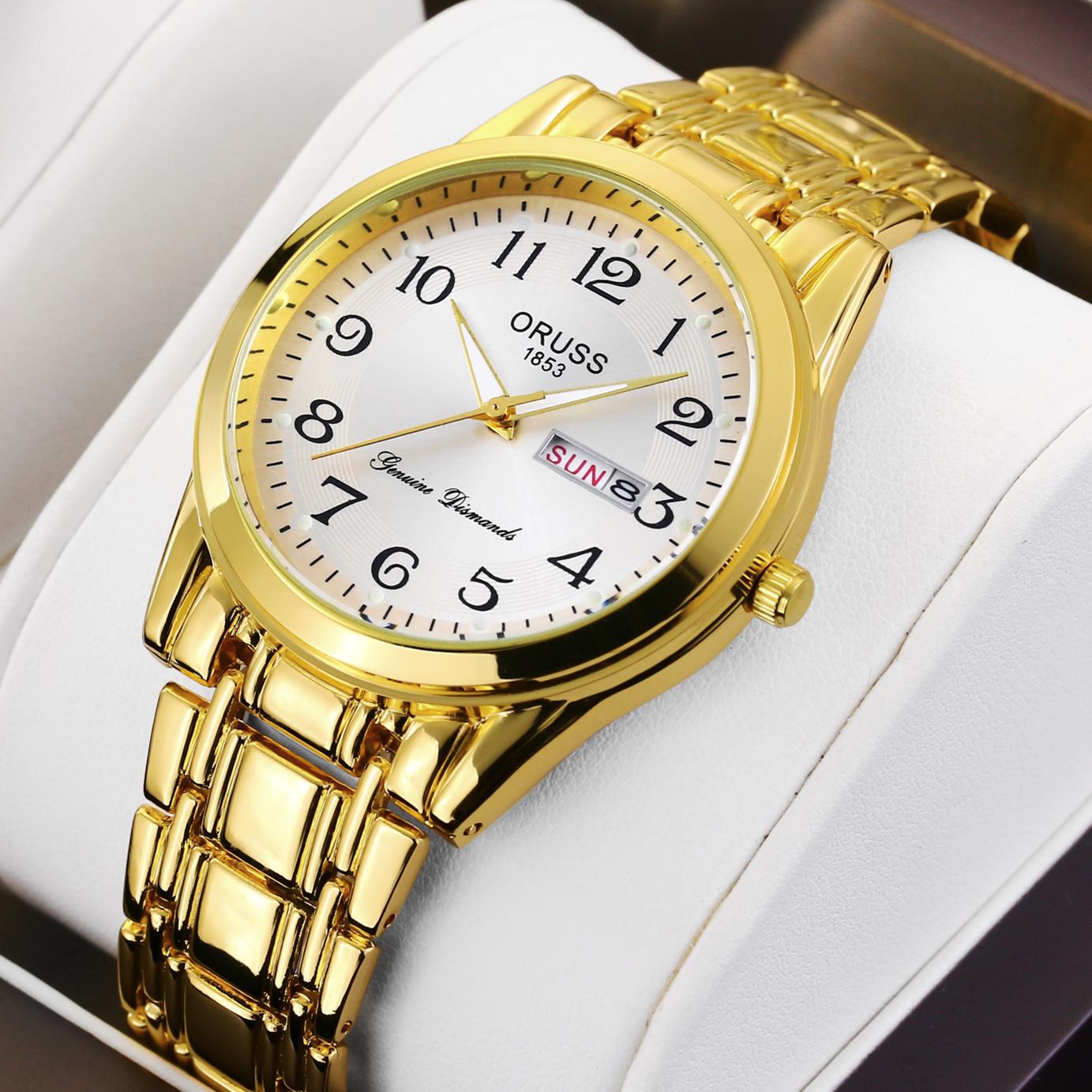 

ORUSS новые роскошные мужские часы высшего бренда с коробкой, водонепроницаемые светящиеся мужские кварцевые часы с календарем