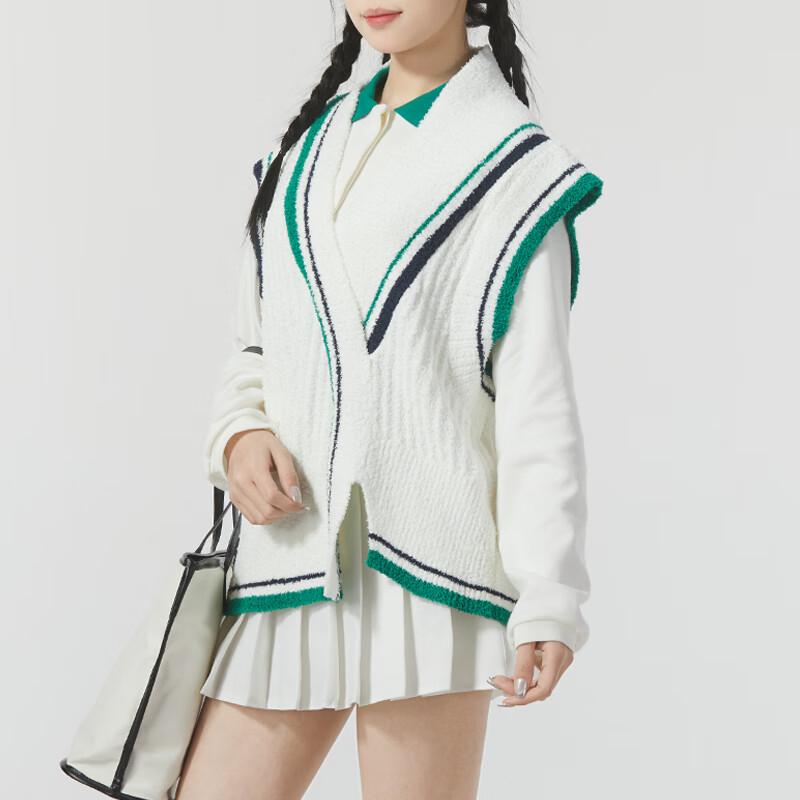 Nike Color Block Loose Knit Vest For Outdoor Sports And Travel Women Tops White Green FN1887-133