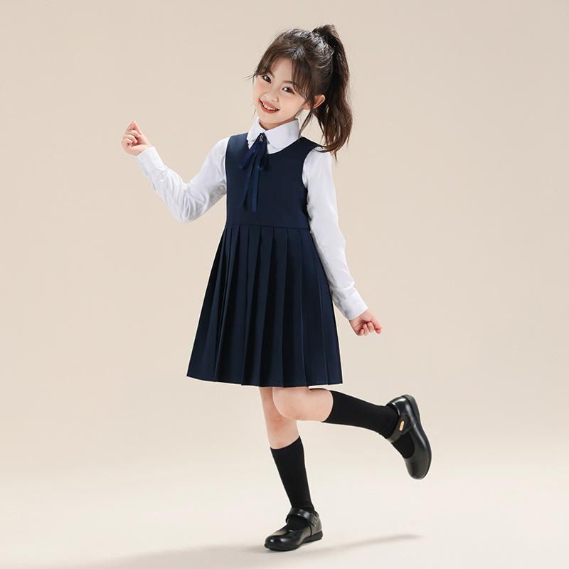 Girls' Dress Spring Summer Pleated Dress Children's Sleeveless Dress Fashionable Baby White Princess Dress