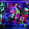 Cyberpunk City Sci-Fi Tapestry UV Reactive Blacklight Neon Futuristic Wall Hanging Peach Skin for Bedroom Living Room Decor