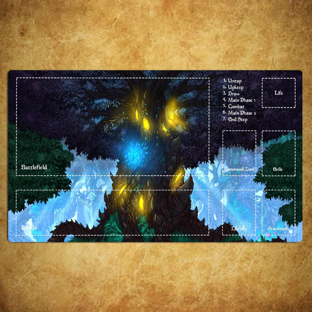 35x60 Dark Flame Mage Card Playmat Stitched with Magic Zones Tabletop Game Mats for MTG/TCG Battle Commander Desk Gaming Mat