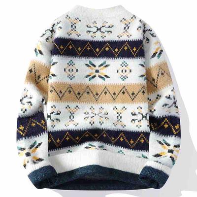 Herbst Winter Herren Damen Warme Pullover Mode Lässig Rundhals Pullover Dicke Fleece Strickpullover Druck Streetwear Pullover