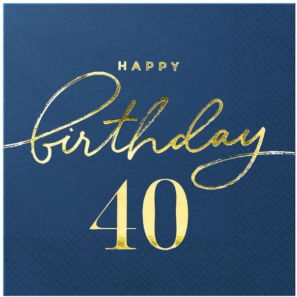 Happy Birthday Napkins 40th Birthday 33X33Cm 10Pcs