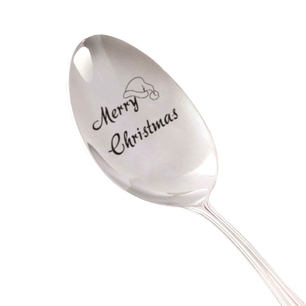 Stainless Steel Anniversary Tableware Valentine's Day Coffee Spoons Christmas Spoon Teaspoon Engraved Spoon