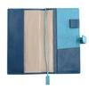 Caderno de Couro Genuíno B6 com Serve para Weeks MEGA (Selo Al) Capa, Tamanho, Vertical, Fina, Cinto, Bicolor, (03. Azul-Esverdeado/Turquesa)