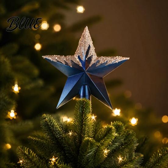 Xmas Tree Topping Ornament Glitter Sequins Star Topper Shiny Sparkly Treetop Topper Ornament Shatter-Proof Christmas Decoration for Holiday