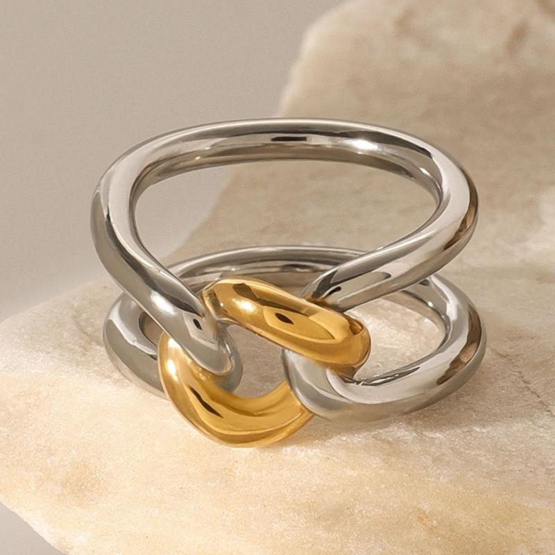 Unique Metal Ring Modern Unisex Jewelry Hollow Finger Rings Stainless Steel Texture Suitable for Men and Women Present