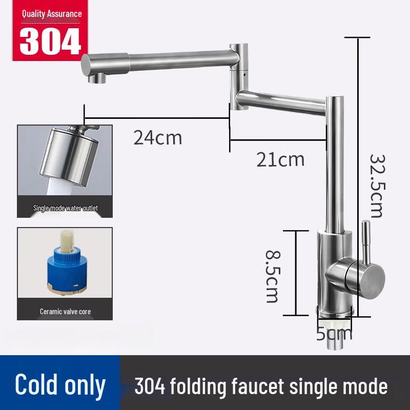TLXT Stainless Steel Extendable & Foldable Kitchen Faucet