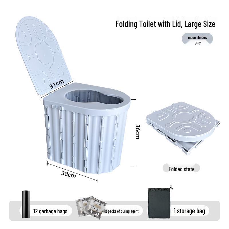 Portable Folding Toilet with Lid for Travel and Outdoor Use