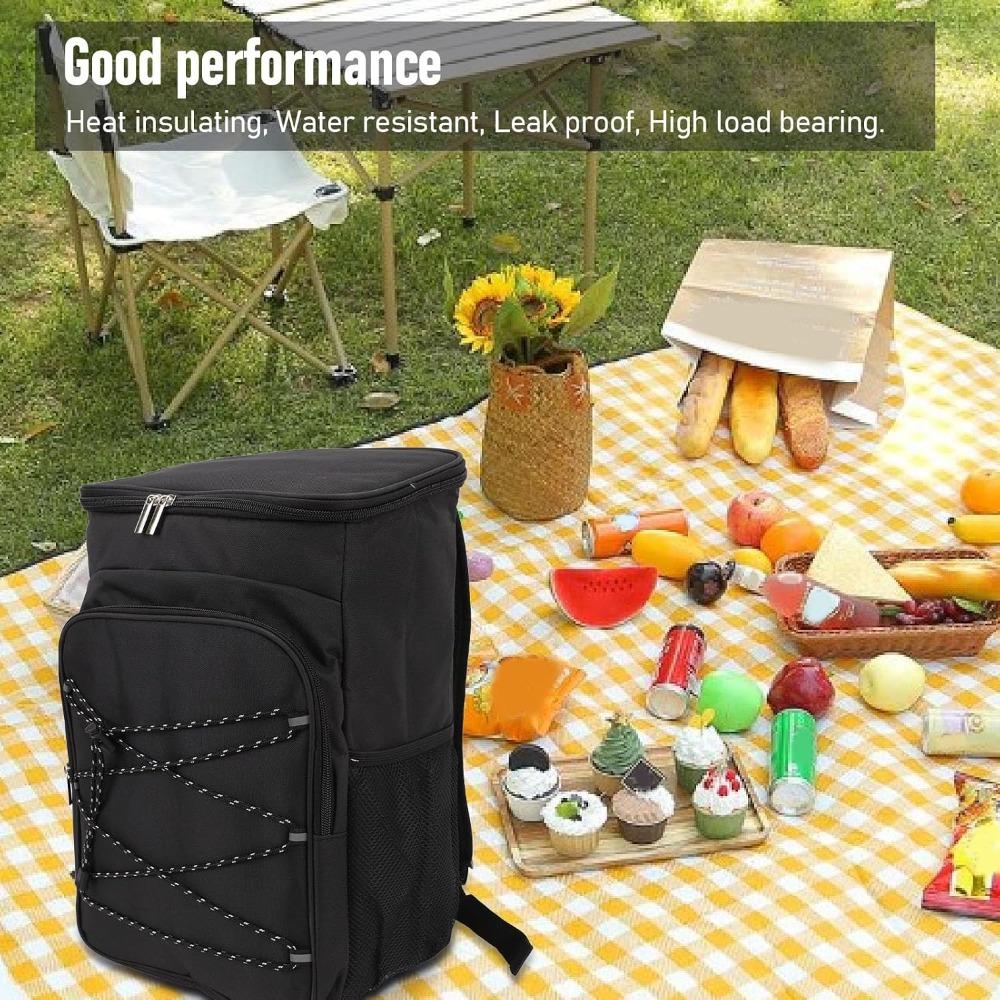 Oxford Cloth and PEVA Cooler Backpack Black Leak Proof Backpack Insulated Cooler Bag  For Travel