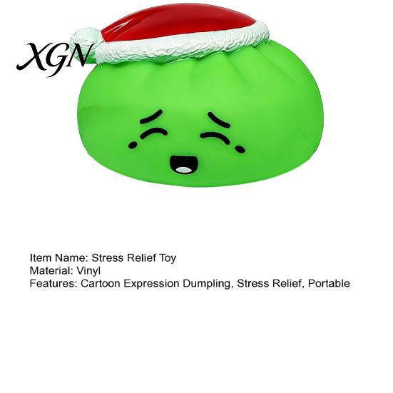 Stress Reduction Gadget Cartoon Expression Dumpling Squeeze Toy Santa Hat Steamed Bun Fidget Ball Relief Dough Relaxation Decompression Tool Kids