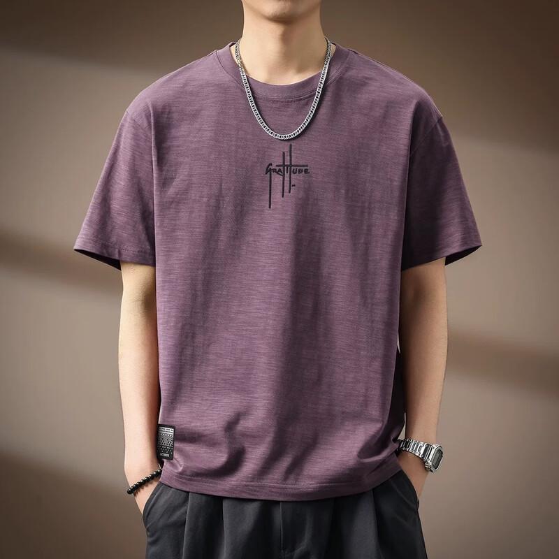 Men's Slub Cotton Embroidered Loose Fit T-Shirt