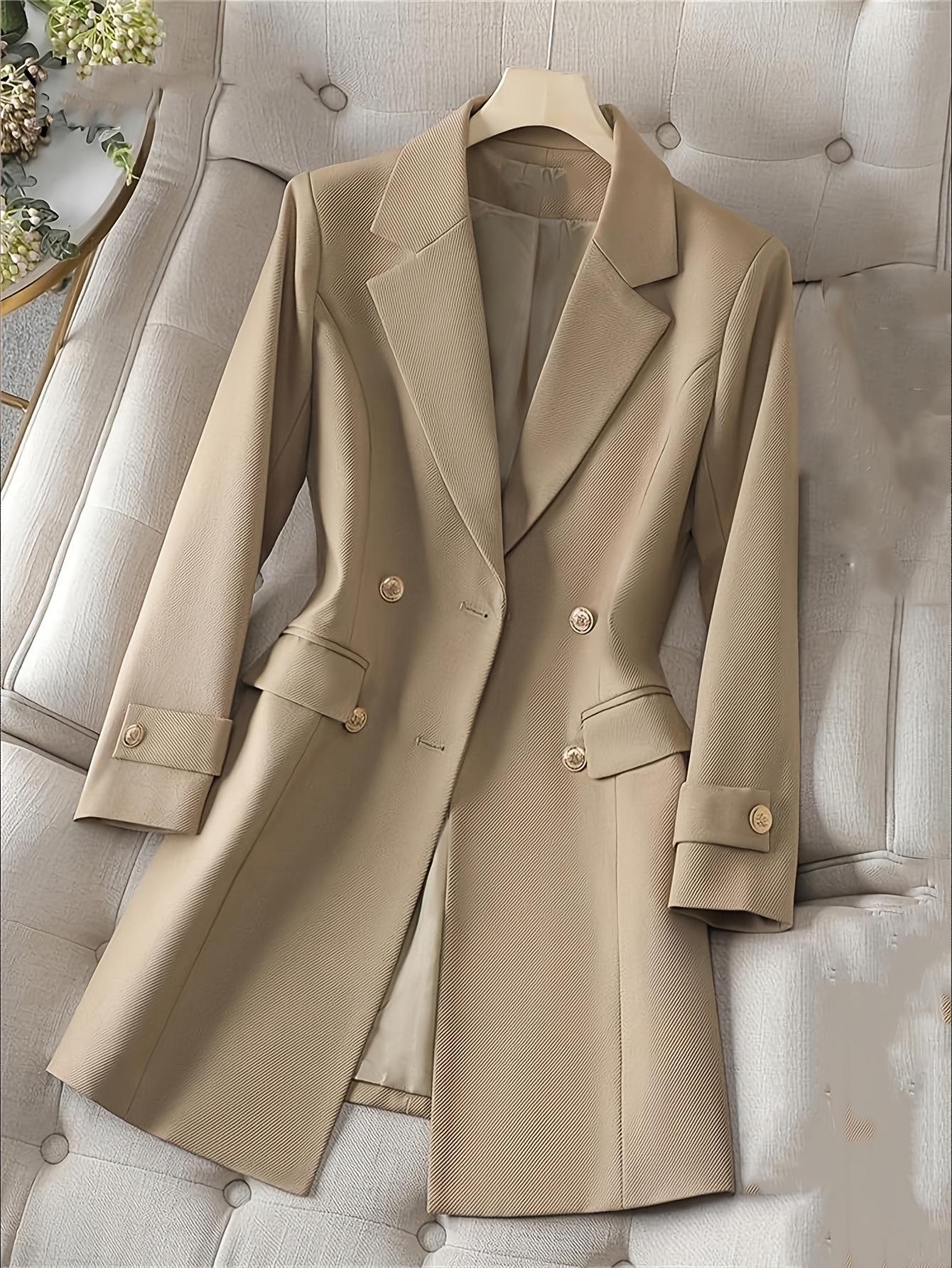 Европейско-американская осенне-зимняя двубортная приталенная верхняя одежда средней длины Extra Large верблюд