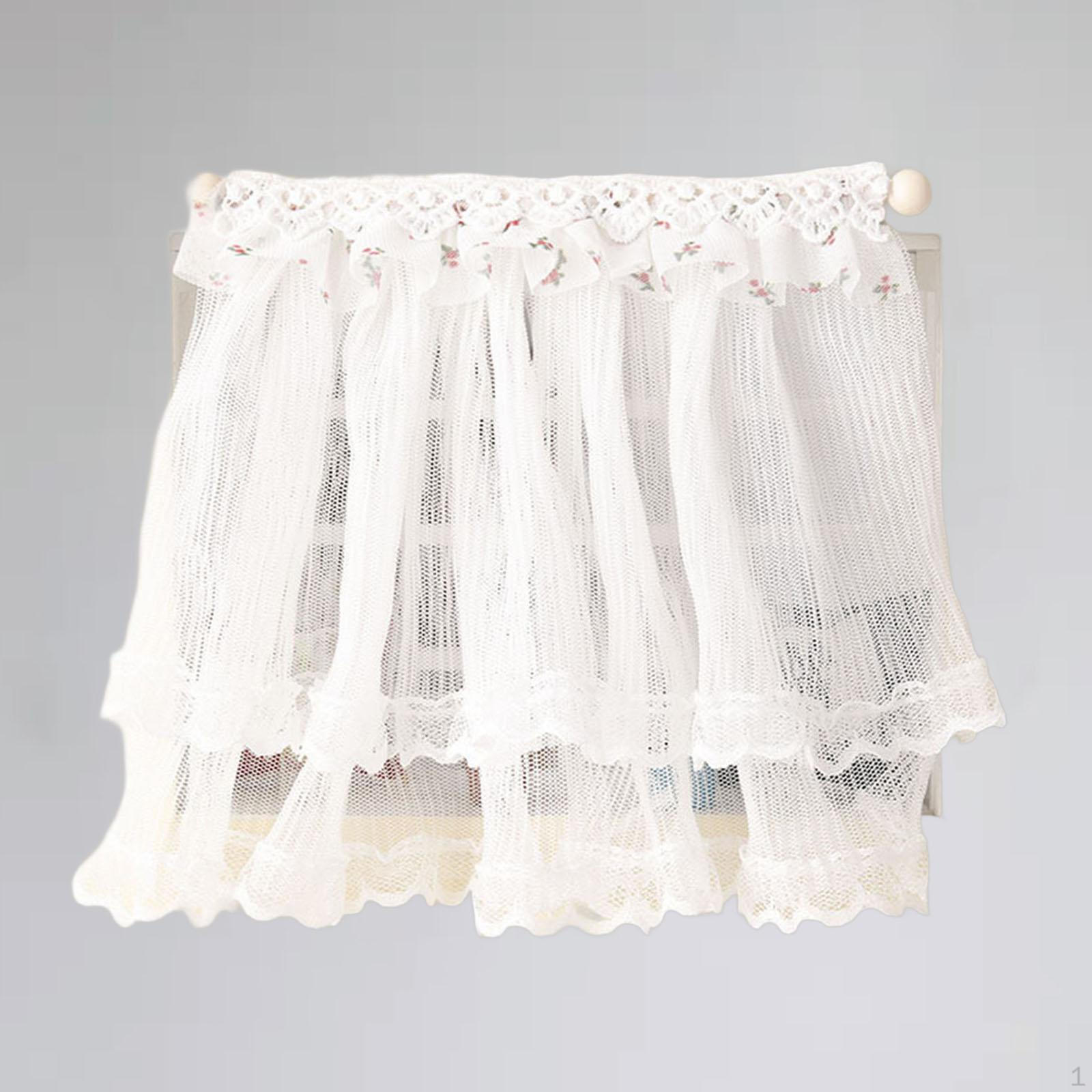 1/12 Dollhouse Miniature Window Curtain White Lace Mini Bedroom Furniture