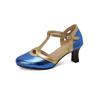 FOREADA Women Two-Piece Pumps Round Toe Thick High Heels Buckle T-Tied Mary Janes Ladies Fashion Shoes Spring Autumn Green 46