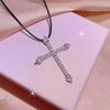 Cross 5A Zircon Necklace Platinum Plated Simple Bright Zircon Cross Medieval Necklace