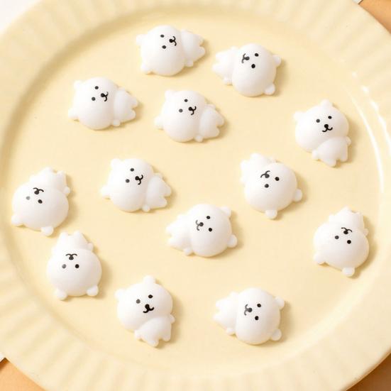 Xiaobudian 4Pcs Mini Cartoon Bear Squeeze Toy, Stress Relief White Sensory Focus Aid Hand Relaxation Fidget Party Favors