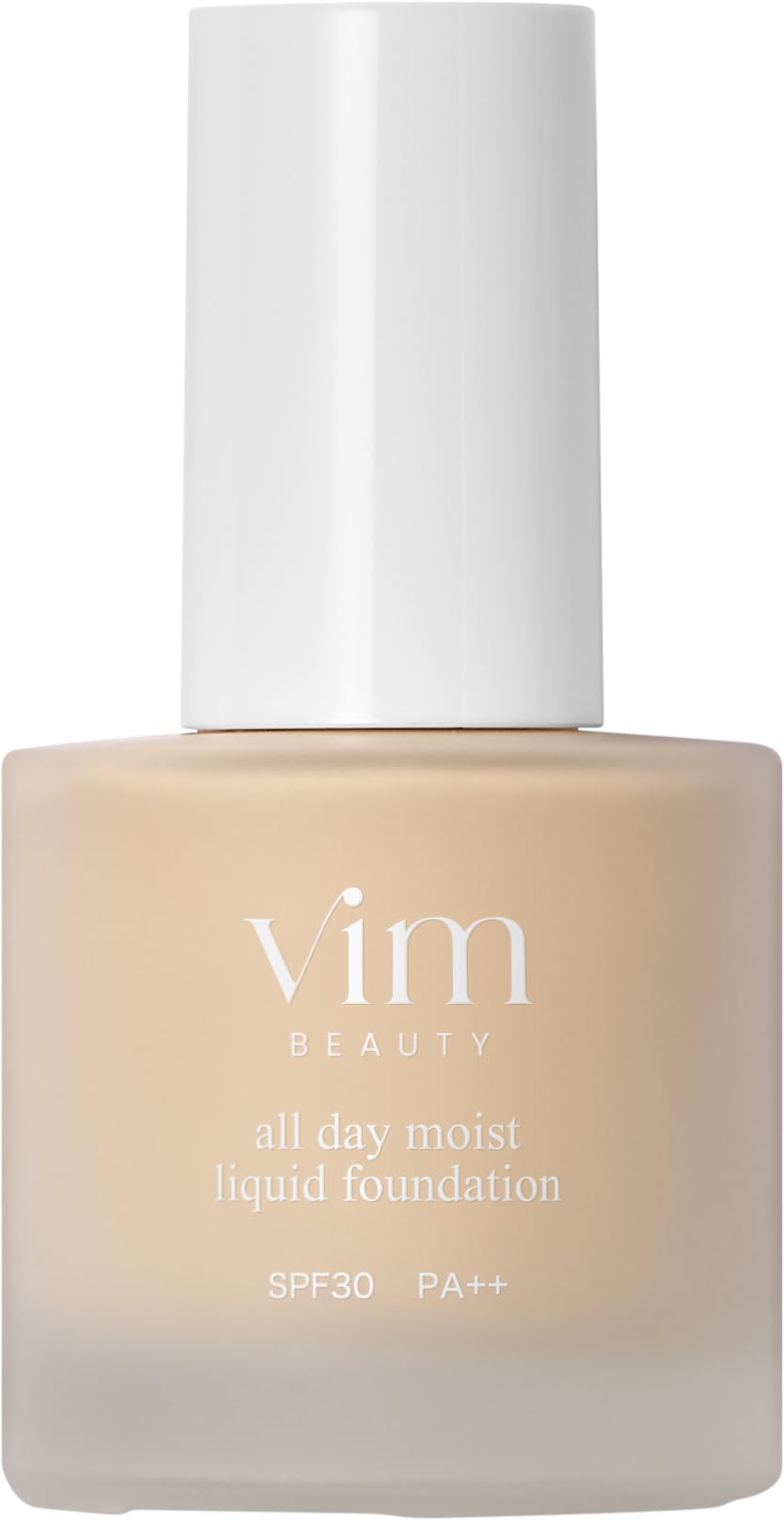 

vim beauty all day moist liquid foundation, SPF30 PA++, 24-hour wear, 79% serum formula, natural-looking foundation, high coverage, 30mL, 19-cream