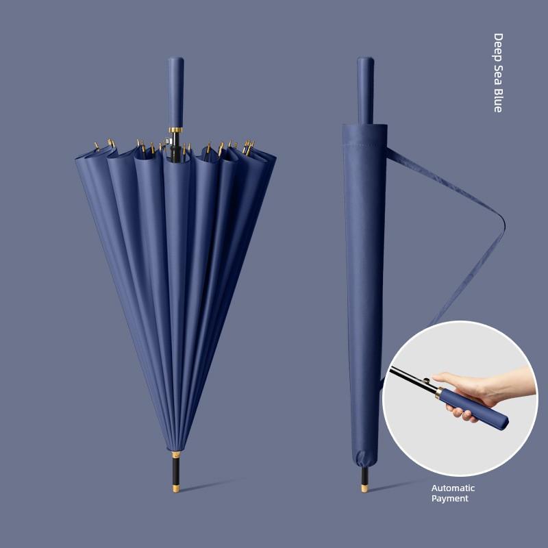 24-Rib Automatic Umbrella, Large Business Straight Umbrella, Double-Handle Factory-Printed Logo Advertising Long-Handle Umbrella