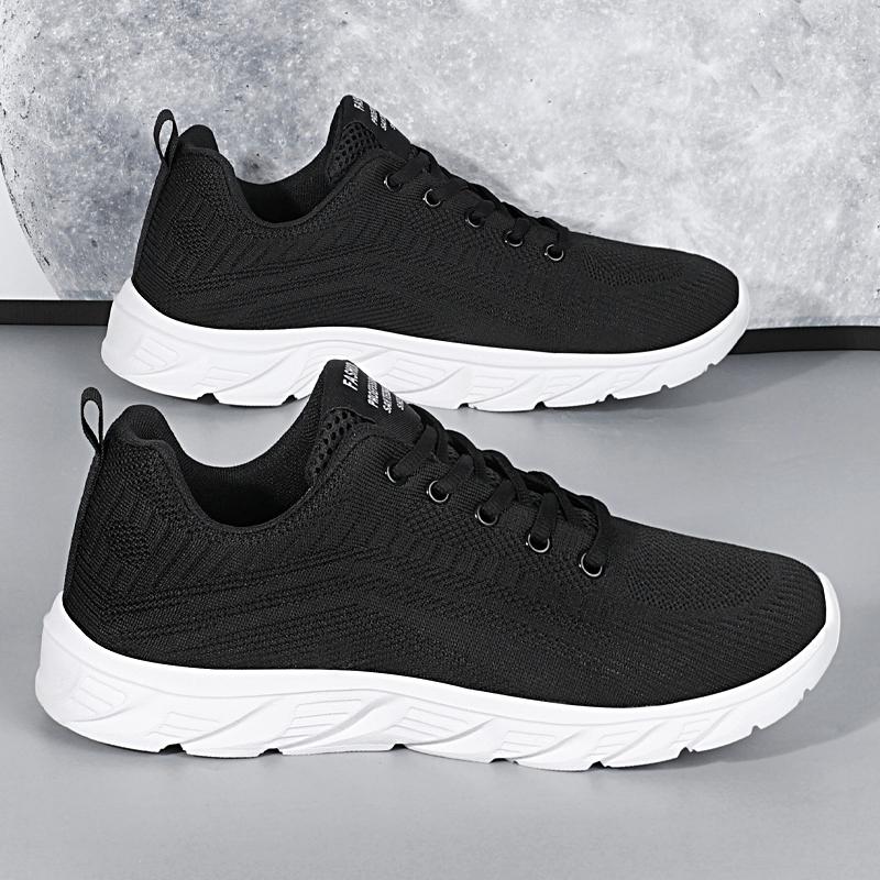 Herrsneakers Mesh Andningsbara Trendiga Snörning Lätta Svarta Promenadskor Stor Storlek Man Tenissko Zapatillas Hombre
