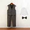 Boys Pinstripe Waistcoat 4 Piece Gentleman Suit White Shirt Bow Straight Pants Kids Wedding Flower Boy Birthday Photo Children Formal Outfit Set
