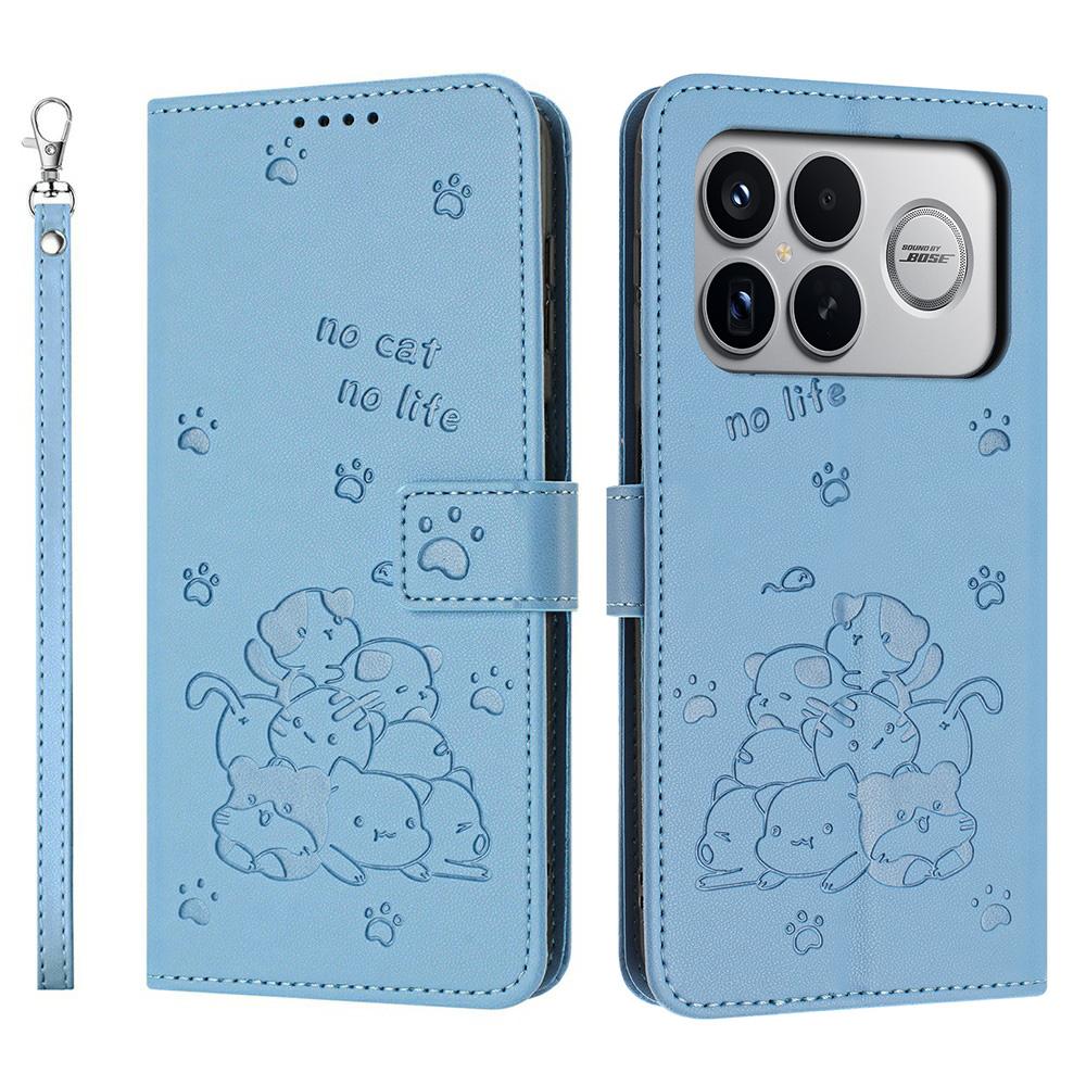 For Xiaomi Poco F8 Ultra/Redmi K90 Pro Max 5G Wallet Case Cats Imprint Leather Phone Cover with Strap