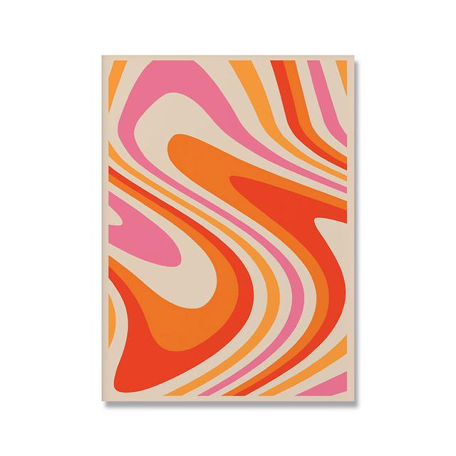 

Скандинавские ретро-абстрактные постеры и принты, оранжевая ретро-волновая картина на холсте 21cm×30cm NoFrame