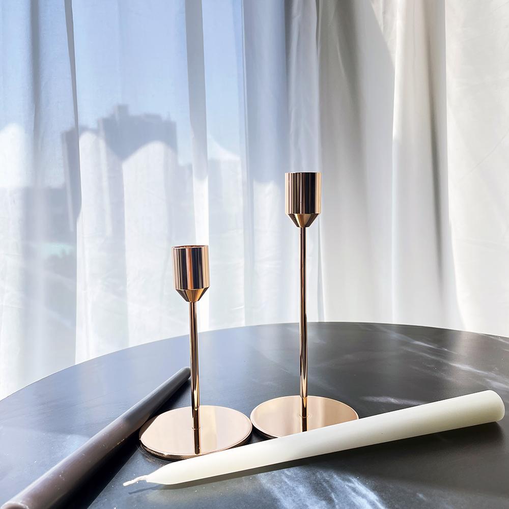 Dining Table Living Room Wedding Metal Decoration High Golden Candlesticks Black Candle Holder 2 Piece Set