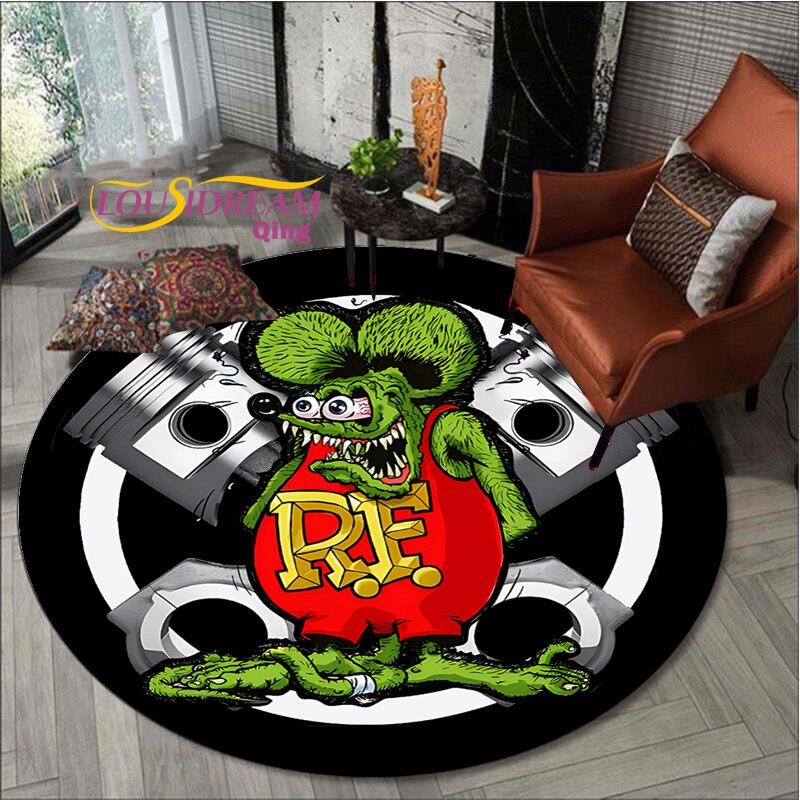 Carpet Retro Round Carpet Living Room Bedroom Skull Design Men's Gift