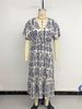 2025 Summer Ethnic Print V-Neck Short Sleeve Dress