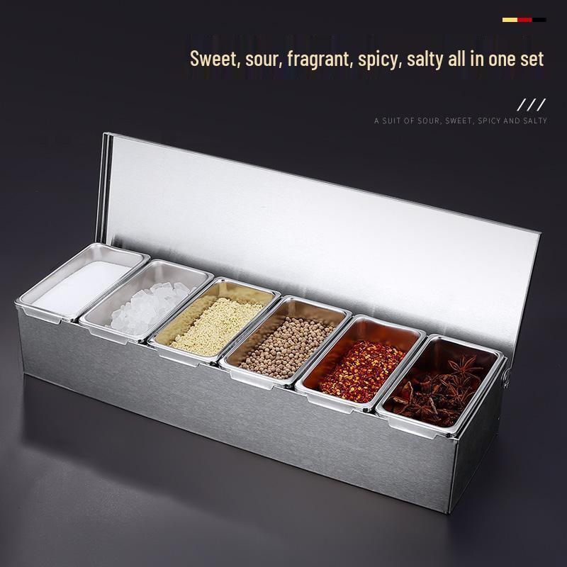 OEING Stainless Steel Multi-Compartment Seasoning Storage Box