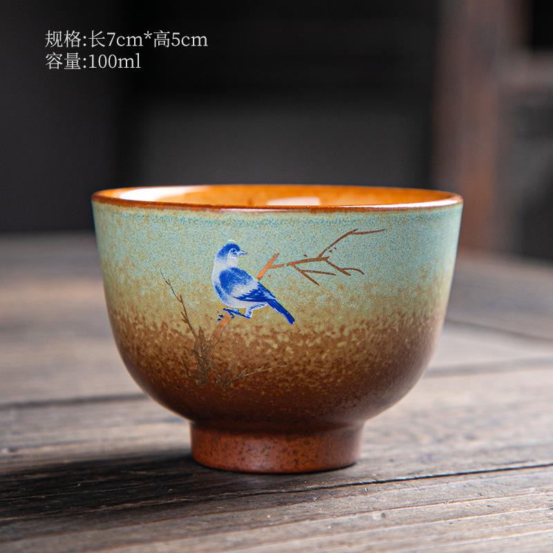 Čínská keramická čajová terina, Kungfu čajový šálek, Zařízení na přípravu čaje, Starověká keramika, Čajové nádobí, Vintage Dřevopal Sancai Gaiwan